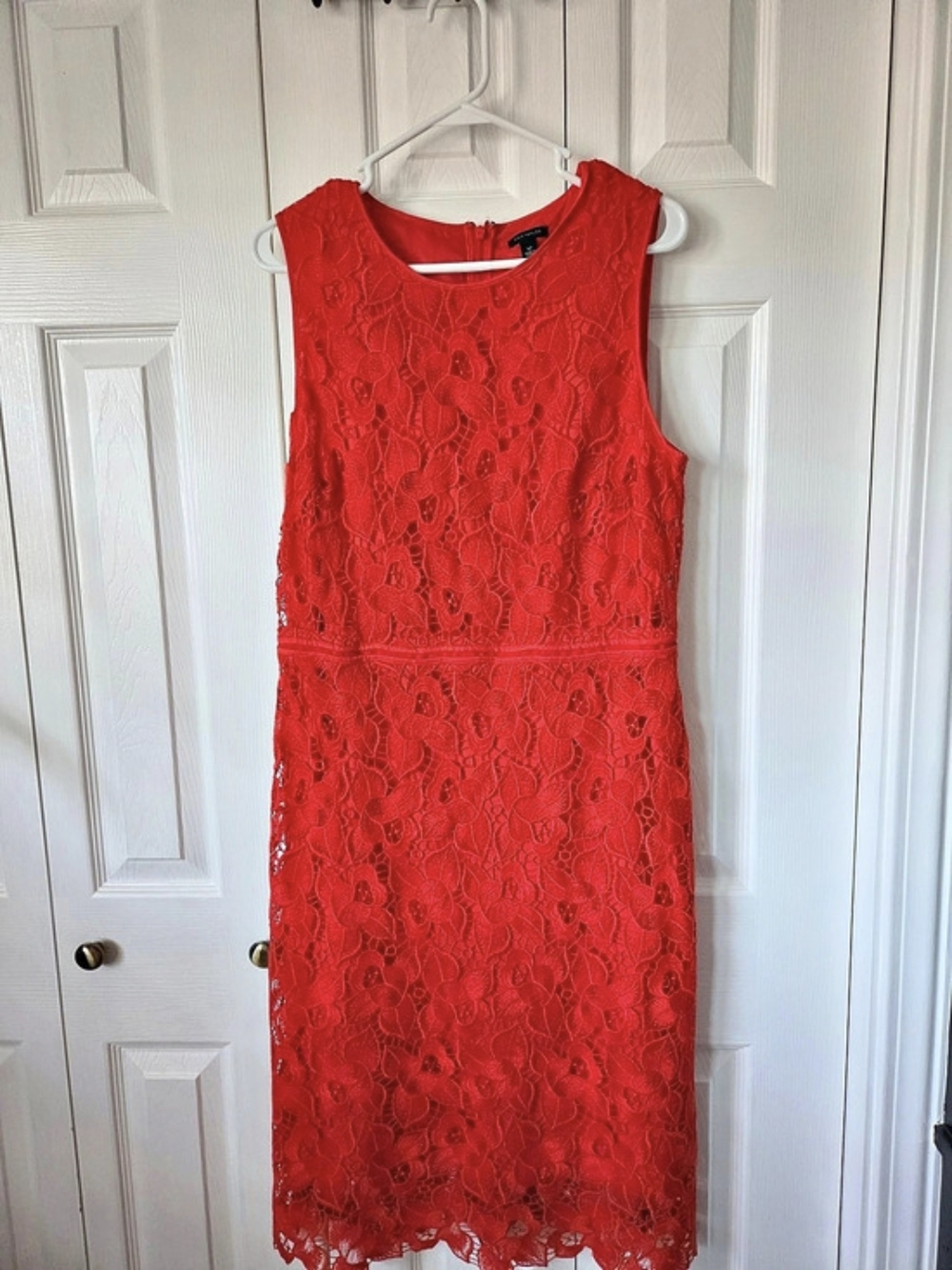 Ann Taylor Orange Lace Midi Dress Size 12 Like New
